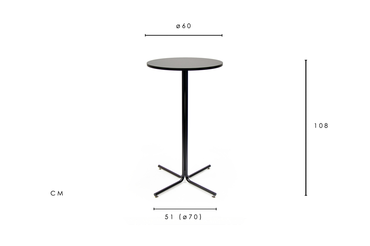 Tempo Bar Table MDF Black Round 60cm
